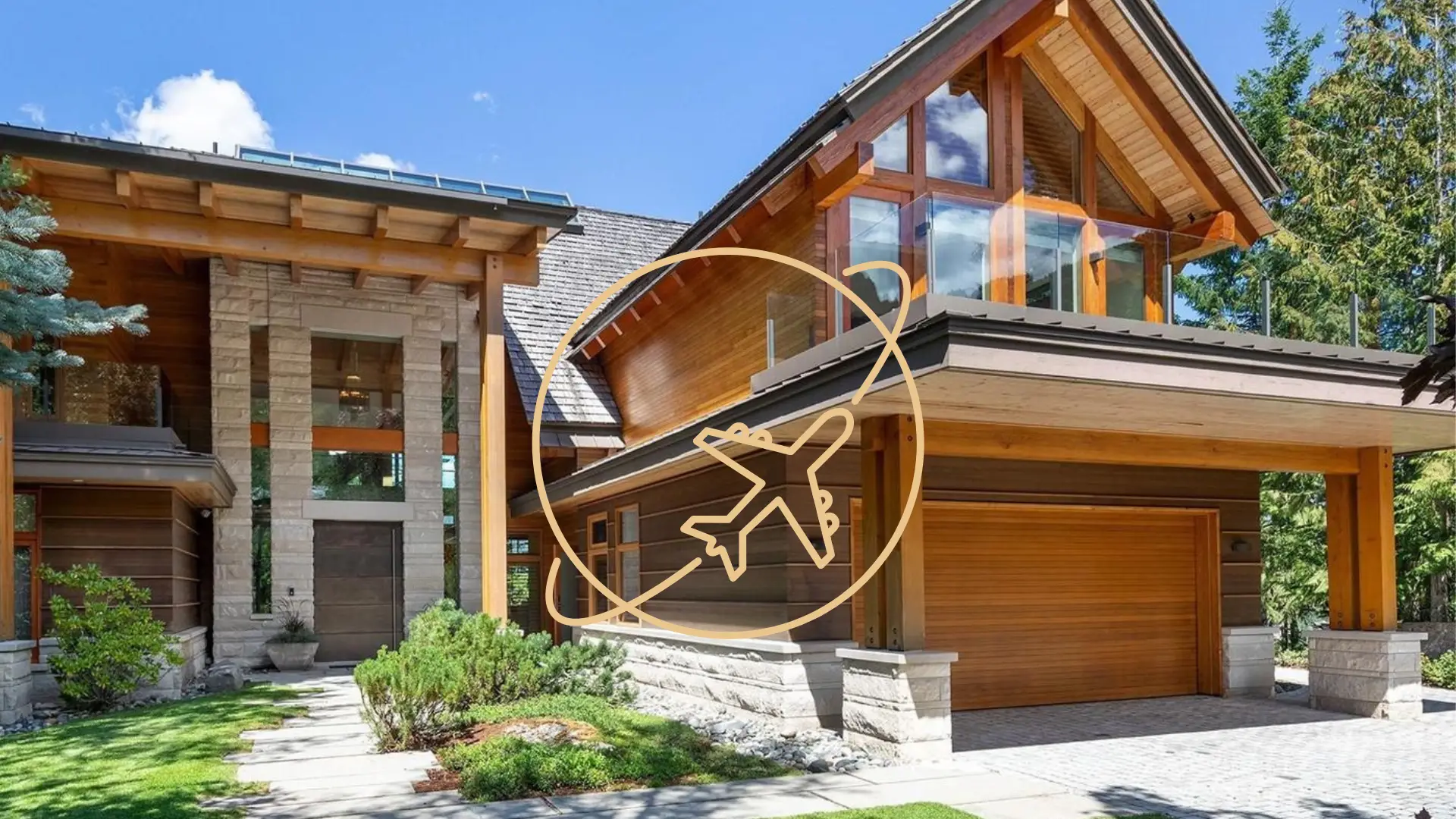 A home in Whistler with a global jet watermark to represent a foreign buyer