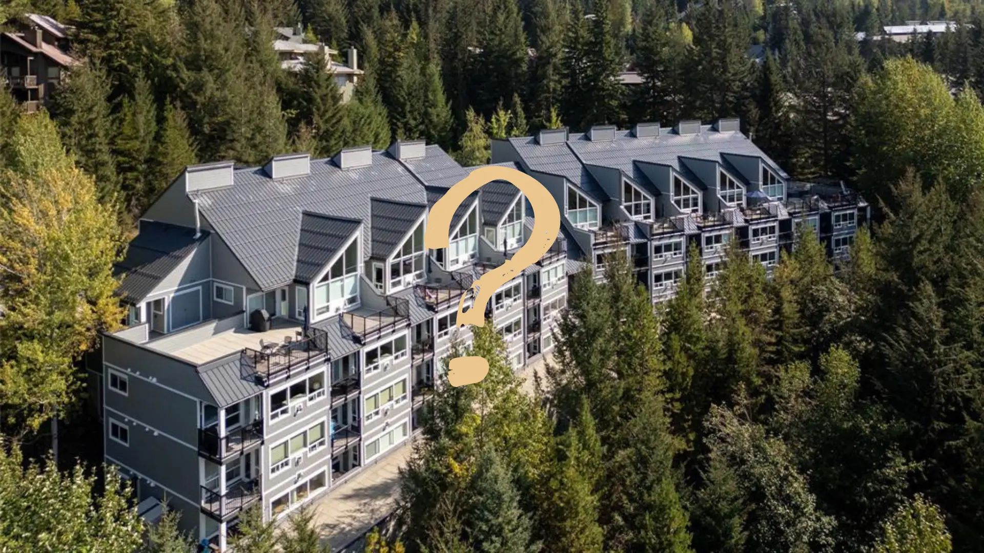A row of Whistler town homes surrounded by trees