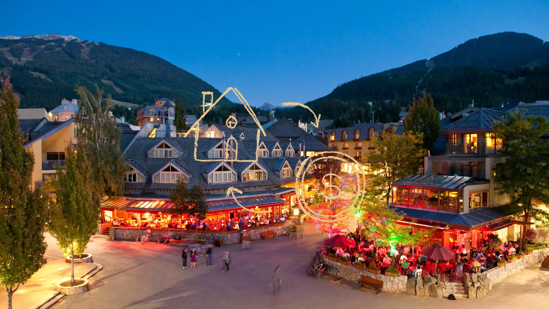 Whistler Village real estate at nighttime