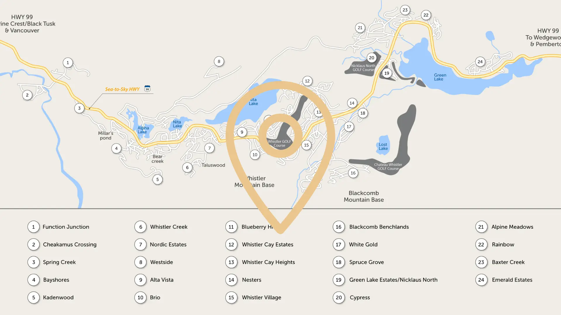 A map of Whistler neighbourhoods
