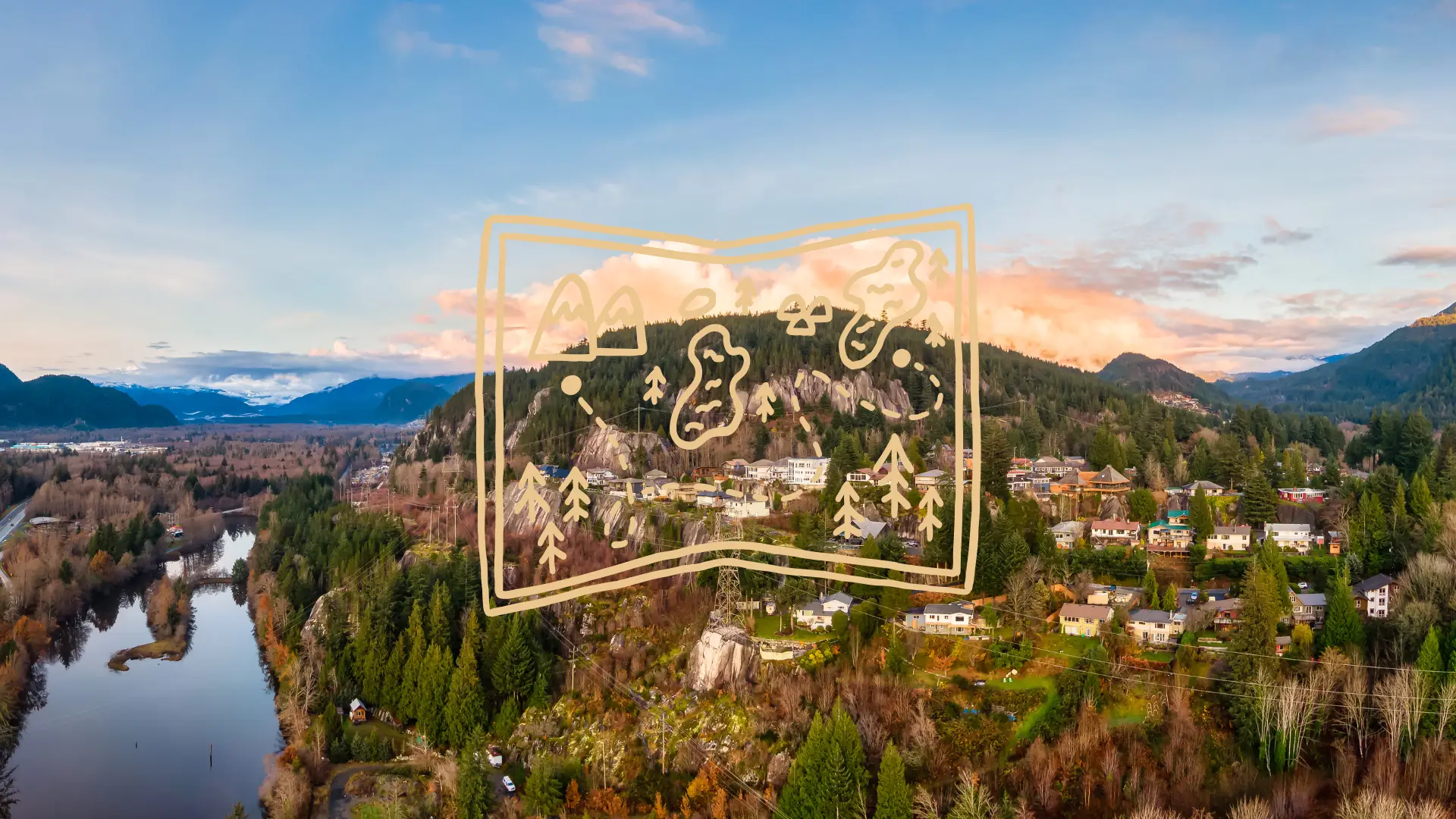 A birds eye views of homes in Squamish